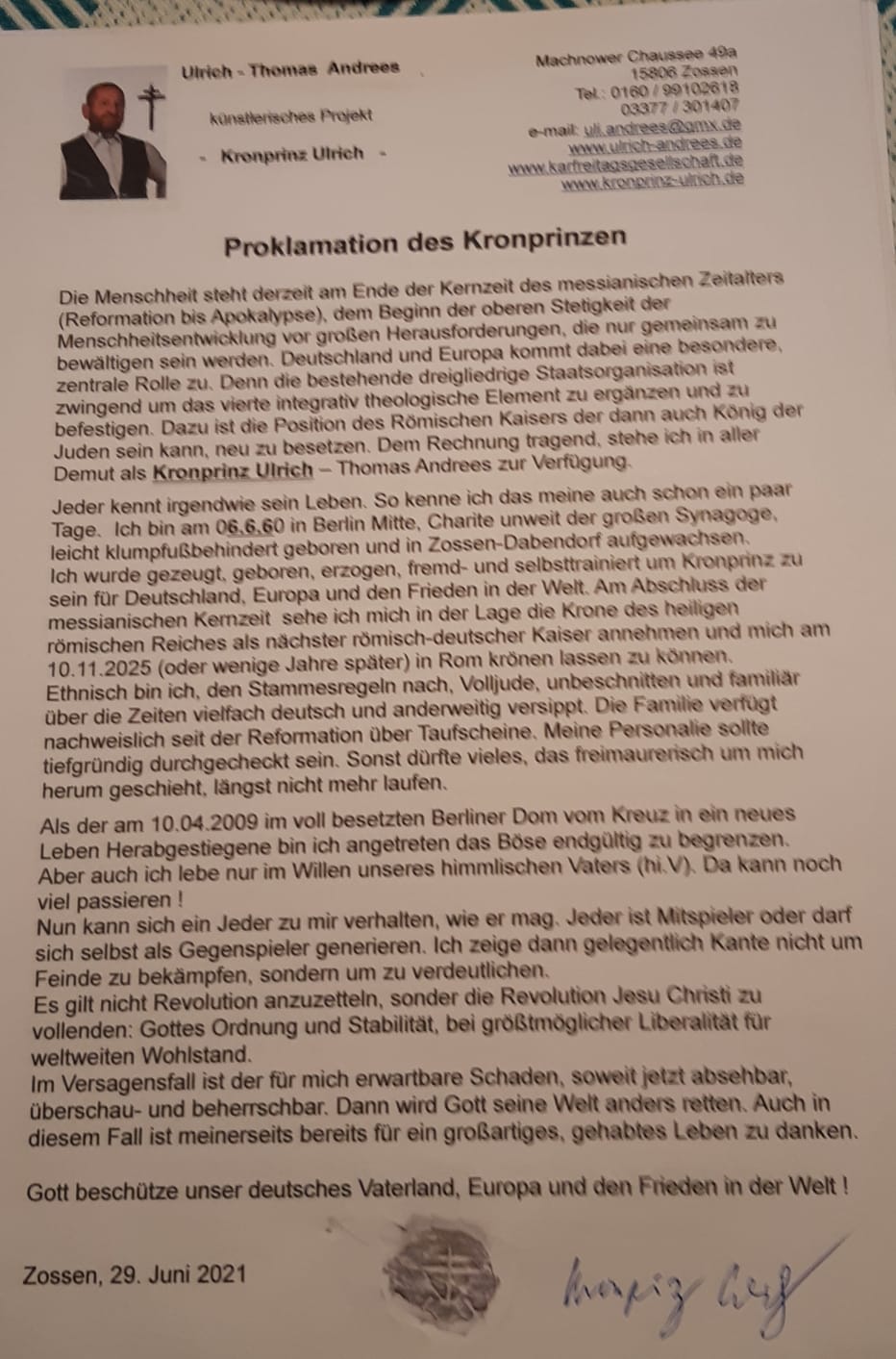 Text der Proklamation